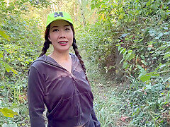 Asian Hot Milf Fucked By White Stranger In The Car During Hiking