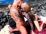 Fucking on the beach with a skinny German blonde