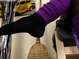 Gioia dressed as a witch in black nylons