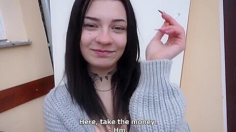 A Young Brunette Fell For A Pickup Truck And Exposed Her Pussy For Mon