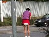 Amateur hottie fucked outdoor in public