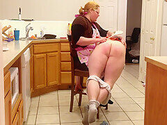 Momma Melody Spanks Bill In The Kitchen