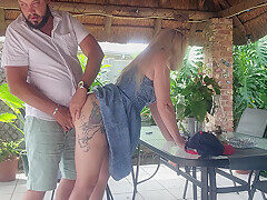 Fucking My Neighbours Wife Creampie On The Patio