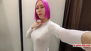 Try On Haul Transparent Clothes In The Busty Blonde Tries On A Transparent Blouse In Only Panties