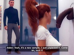 Unfaithful wife ravaged by salesman in shop as spouse observes in cartoon drama – 3D Cuckold story with cheating wife