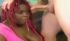 Fat Black Ghetto Slut Getting Face Fucked On Sofa