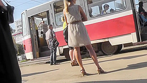 Beautiful Blonde Upskirted On A Bus