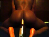 Crossdresser Twink Rides a Bottle on Webcam