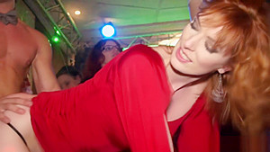 Euroteen party babes have fun with strippers