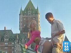 A Beautiful Blonde Girl Fucks Outdoor