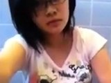Amateur Asian Girl in Glasses Masturbating