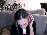 Amateur young teen solo masturbation on her livingroom