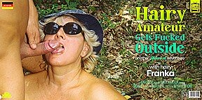 Hairy Mature Amateur Franka Gets Her Unshaved Pussy Pounded Outside