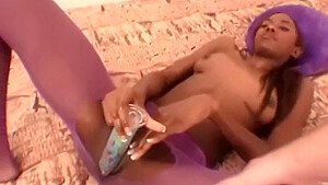 Stockinged Solo Ebony Toys Her Hot Pussy