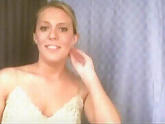 Blonde Cutie Heaven Models Pantyhose Then Gives Head Job