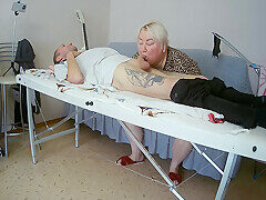 Stepmother-in-law Sucks And Jerks Off My Dick On The Massage Table And Swallows Cum