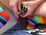 Gaping Pussy Stretched with Sharpies by a Socked Milf