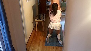 Young Asian gf sucks and fucks in short skirt